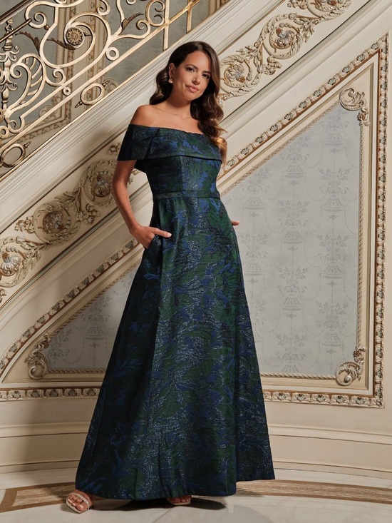 Xscape Dresses & Skirts - XSCAPE “JUNE” Jacquard Off the Shoulder Dress
